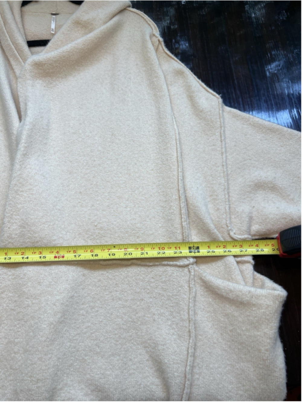 Free People All I Need Cozy Hooded Duster Lagenlook Boho Oversized Cream OS - Picture 13 of 15